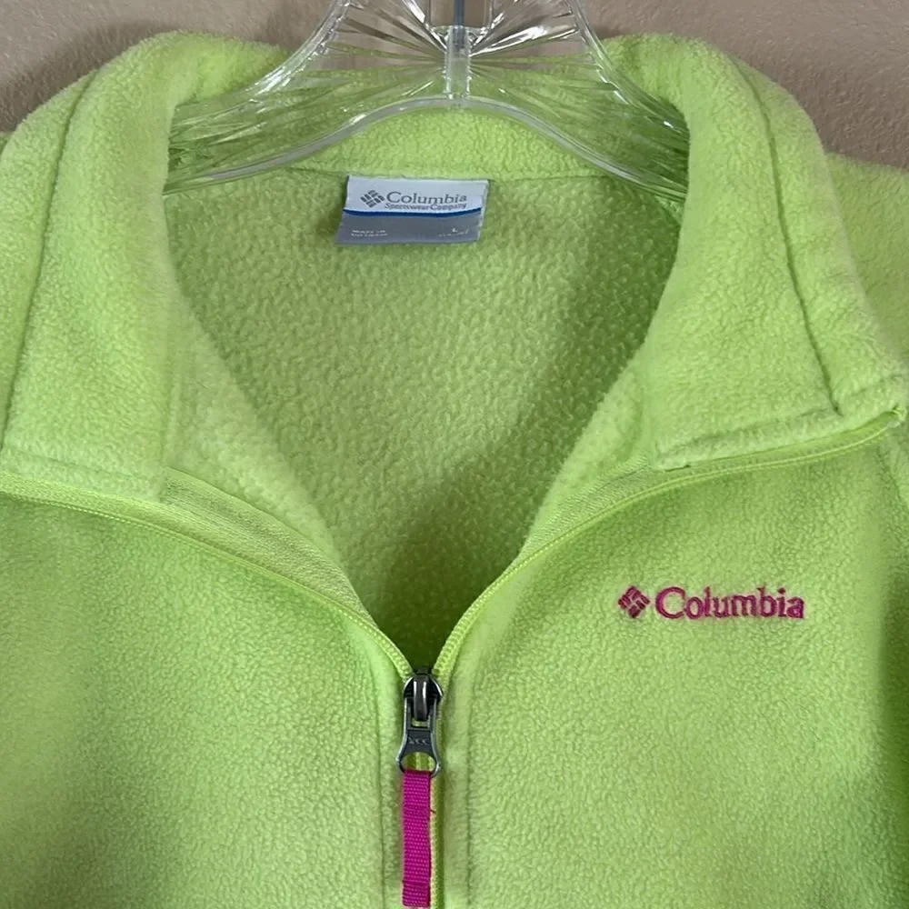 Columbia Girls Neon Yellow Full Zip Fleece Jacket